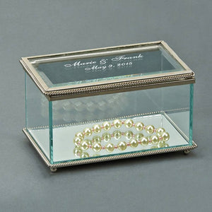 Glass Beaded Box Rectangle with Hinged Cover 5.25"