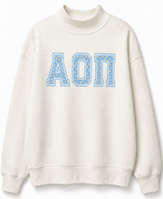 Mock Turtleneck Sweatshirt Floral Letters