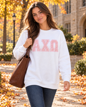 White Sweatshirt with Floral Sorority Letters