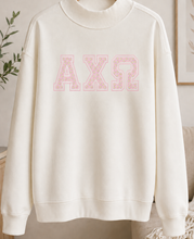 Mock Turtleneck Sweatshirt Floral Letters