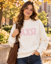 Mock Turtleneck Sweatshirt Floral Letters