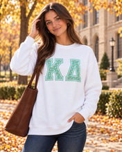 White Sweatshirt with Floral Sorority Letters