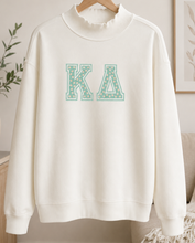 Mock Turtleneck Sweatshirt Floral Letters