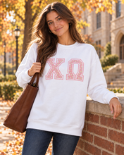 White Sweatshirt with Floral Sorority Letters