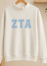 Mock Turtleneck Sweatshirt Floral Letters