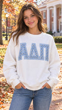 White Sweatshirt with Floral Sorority Letters