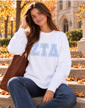 White Sweatshirt with Floral Sorority Letters