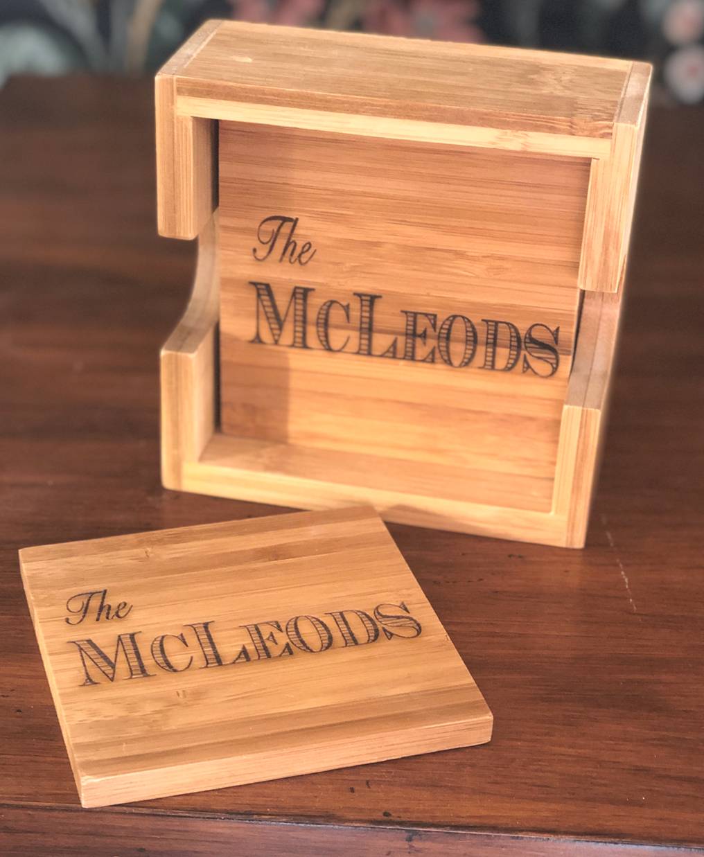 Wooden Coaster Set Personalized