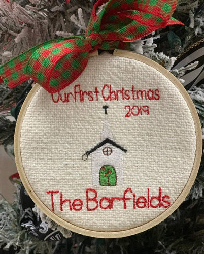 Personalized 'First Christmas' Hoop Ornament