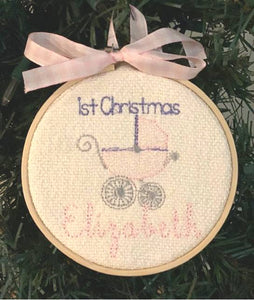 Personalized Baby Girl's 1st Christmas Hoop Ornament