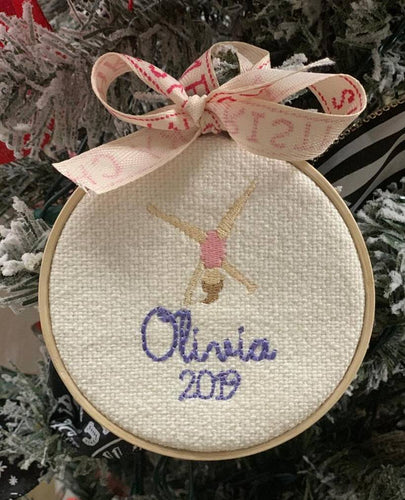 Personalized Christmas Gymnast Hoop Ornament